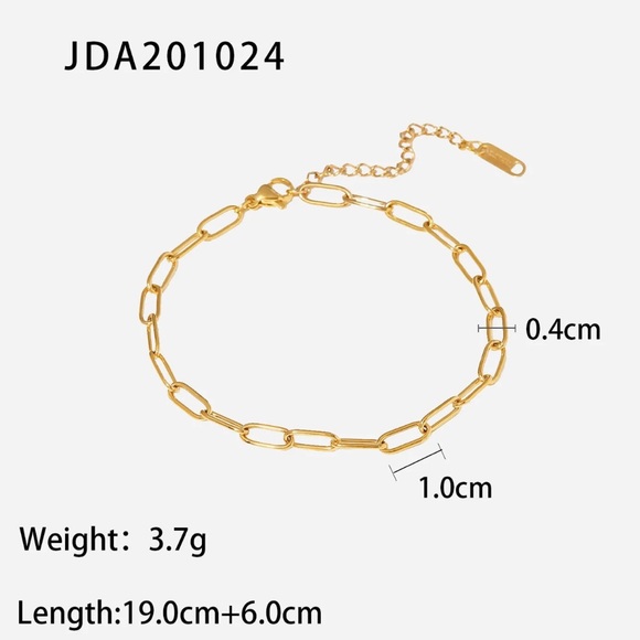 New 18K Gold Stainless Steel Paperclip Anklet - Picture 5 of 5